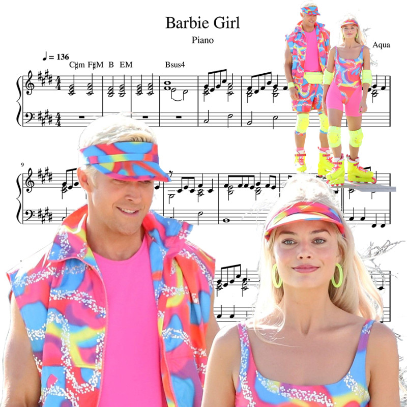 Barbie Girl  - piano - Aqua (Tutorial Piano, Sheets Score)