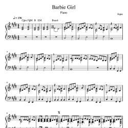 Barbie Girl  - piano - Aqua (Tutorial Piano, Sheets Score)