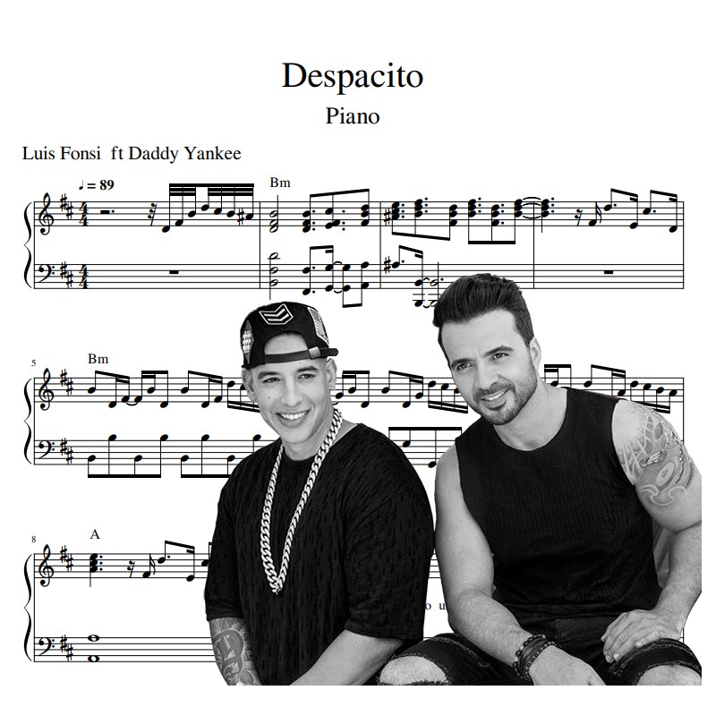 Luis Fonsi - Despacito ft. Daddy Yankee - Music Score Piano - Despacito Sheet Piano - Partion Piano - Lyrics